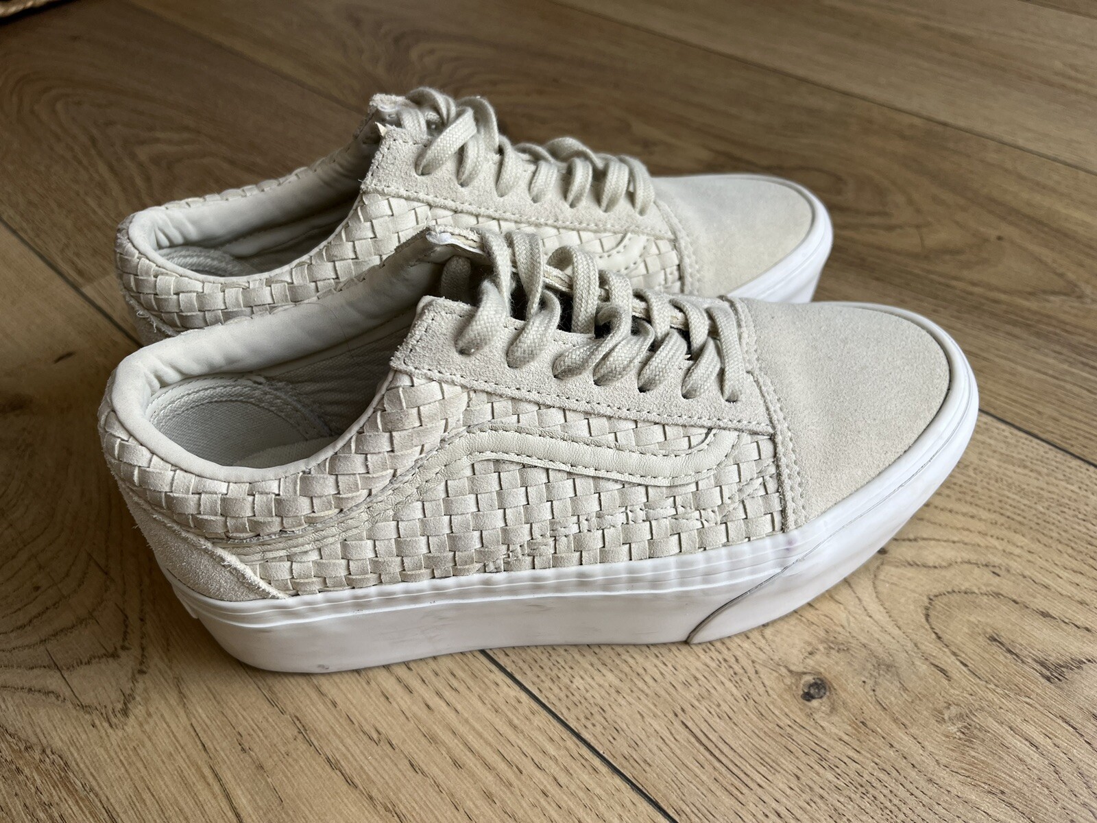 Vans Stackform Leather Weave Platform Flat Shoes … - image 3