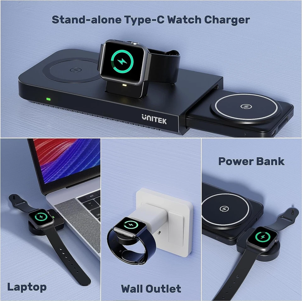 Nuevo - Estación de carga inalámbrica Unitek para iPhone - Cargador rápido magnético 6 en 1 Foto 3 de 4