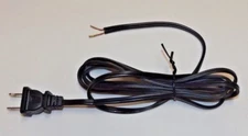 6' BLACK LAMP CORD SET WITH POLARIZED PLUG 18/2 SPT-1 NEW 46704JB