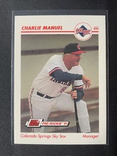 1991 Line Drive Pre-Rookie Charlie Manuel #99 Sky Sox!!!