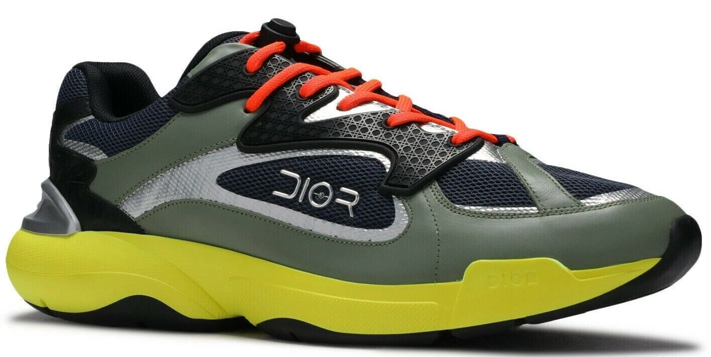 Baskets plates à lacets basses homme Dior B24 Sorayama noir jaune vert 41 8