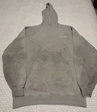 Vintage Carhartt Distressed Thrashed Faded Gray Hoodie Size Large