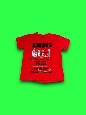 Ramones  Pizza Pizza Hey  Italian Tour 1992 Red Shirt Men s Large