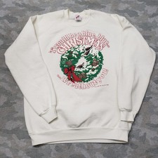 Vintage Jerzees Christmas Sweatshirt Mens XL White Pullover Long Sleeve
