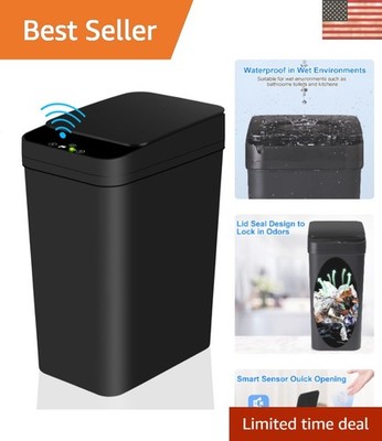 Smart 2.2 Gallon Touchless Garbage Can with Quiet Close Feature - Ideal for Home