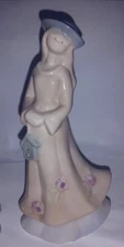 Greenbrier International Ceramic Vintage Figurine Woman w/Birdhouse 6.5"