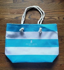 EUC The Ritz Carlton Canvas Beach Tote Bag 21"×13.5"×6" Slip Pocket w/ Lining