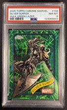 2025 Topps Chrome Marvel Silver Surfer Hulk Green Lazer Refractor /99 #134 PSA 8