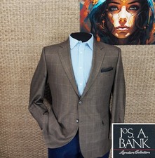 JOS. A BANK Men s 46 L CAMEL HAIR/Silk Sport Coat Brown, Tan Black Houndstooth