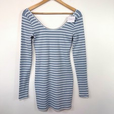 NWT American Eagle Striped Ribbed Mini Dress Blue White Coastal Preppy S