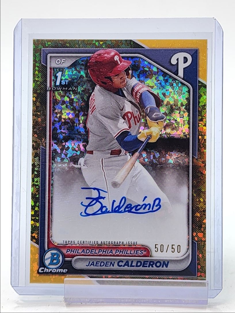 JAEDEN CALDERON 2024 BOWMAN CHROME 1ST GOLD MINI-DIAMOND AUTO 50/50 Q2754