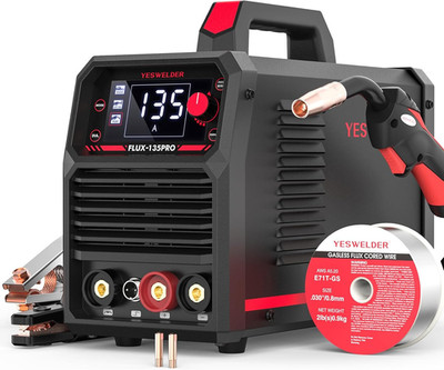135A 3-in-1 MIG Welder - 110V Flux Core, Lift TIG, Stick, LED Display