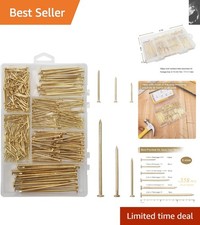 Versatile 6 Size Brass Plated Nail Kit - 358pcs for Home  Crafting Needs