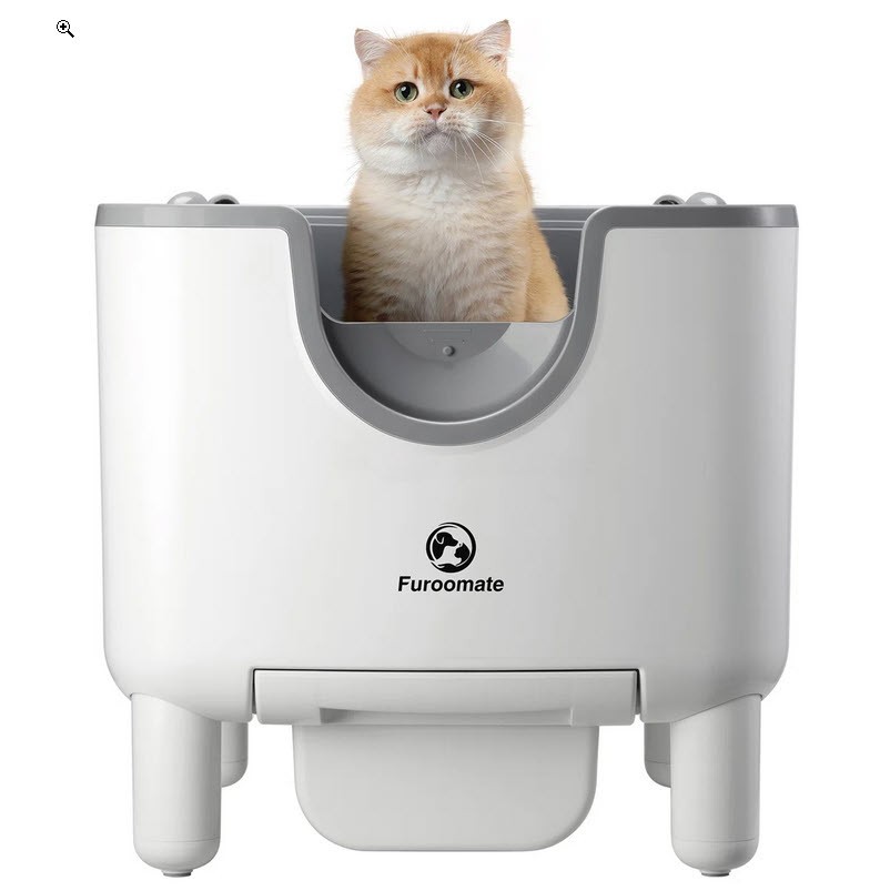 Furoomate Open Self Cleaning Cat Litter Box, Smart Automatic