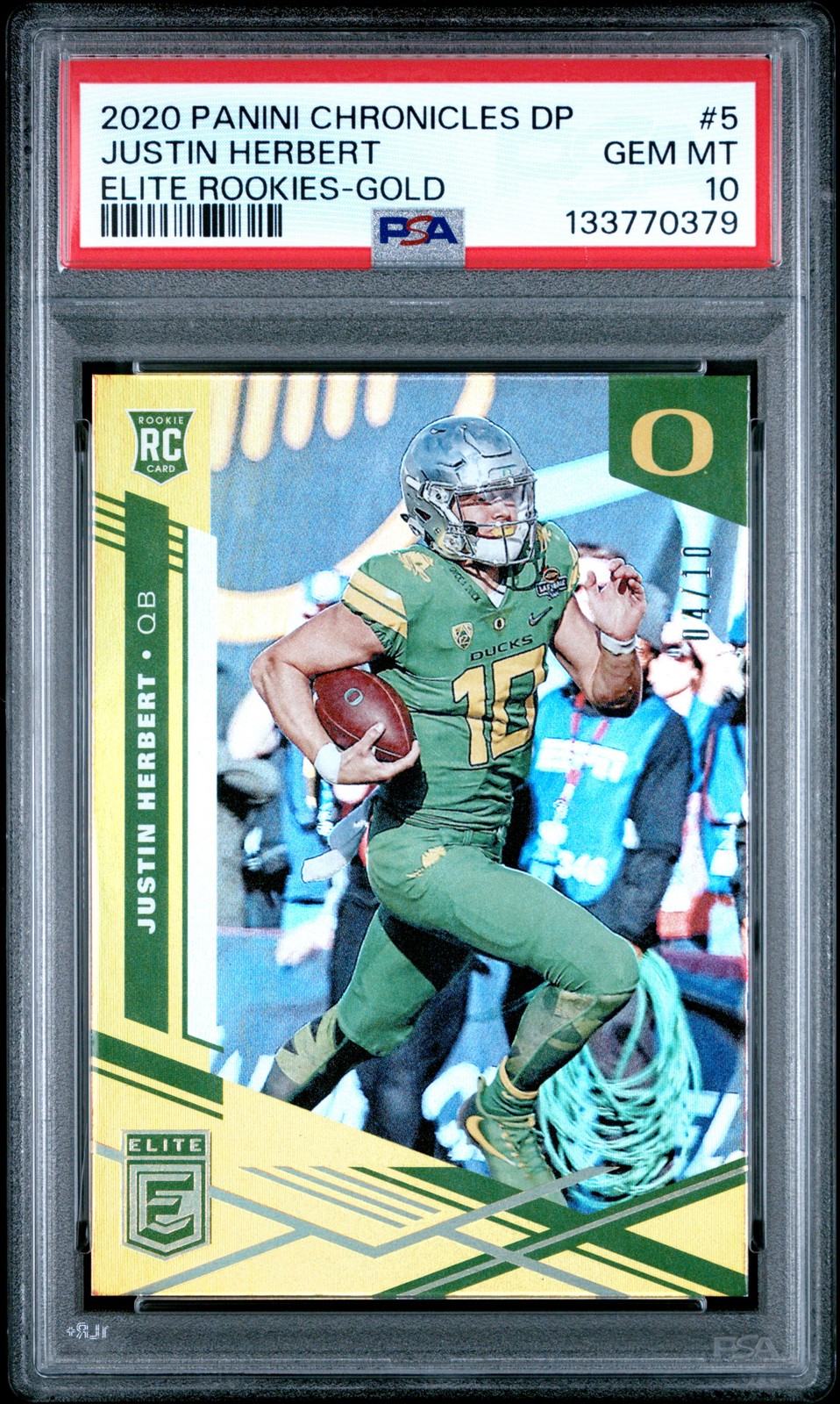 Justin Herbert Panini Chronicles Draft Picks Elite Rookies #5 Gold
