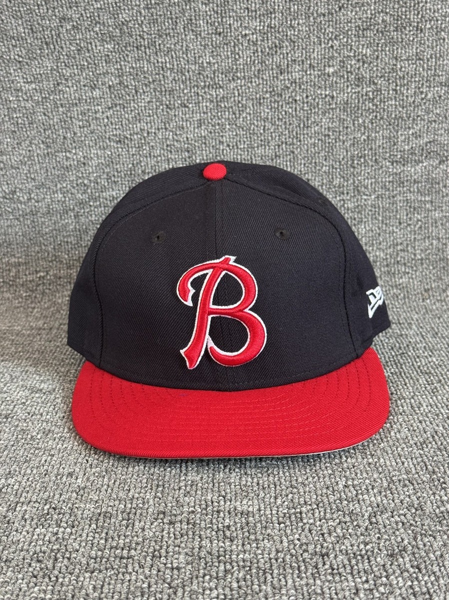 New Era MiLB 59FIFTY Fitted Hat Navy Red 7 1 8 Script B Baseball Cap