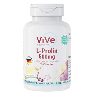 L-Prolin 500 mg - 120 Tabletten - essenzielle Aminosäure  | ViVe Supplements