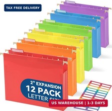 SortRax Plastic Hanging File Folders, 2" Expansion, Letter Size, Multicolor