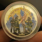 .999 FINE SILVER 1 OZ 2001 9/11 COIN "AMERICA UNITES" UNCIRCULATED (CASE INC.)