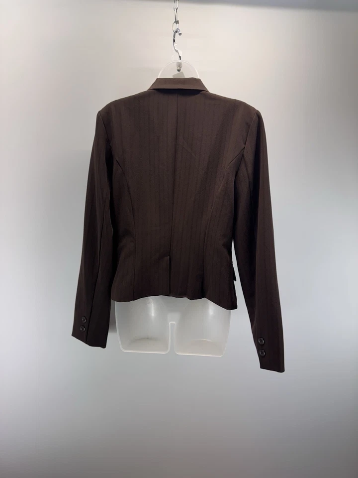 Blazer My Michelle Rayas Marrón 1 Botón Ajustado Imitación Bolsillos Mujer’s XL NUEVO CON ETIQUETAS Foto 2 de 4