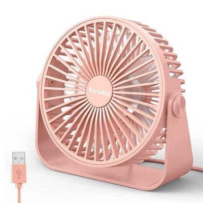 FARADAY USB Desk Fans 5 Inches Portable Table 360° Head Rotation Pink 