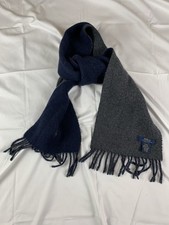 Polo by Ralph Lauren Charcoal and Midnight Blue Scarf Virgin Wool Made In Italy