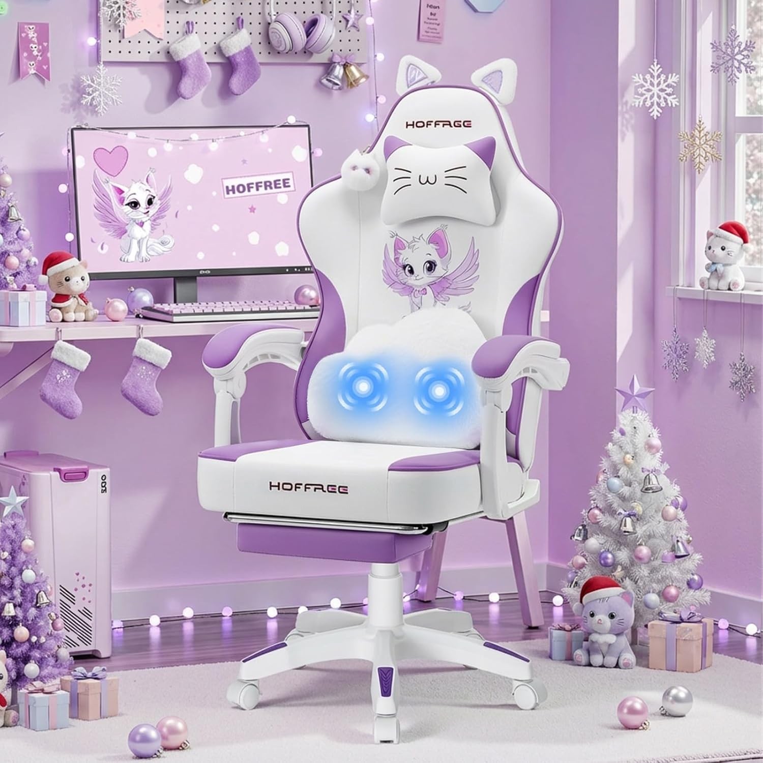 For Girls With Cat Ears And Cloud Massage Lumbar Cute Comput