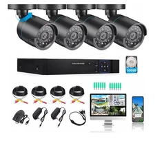 3000TVL 500GB Home Security System Surveillance DVR Camera Kits, 4pcs Wired 5MP