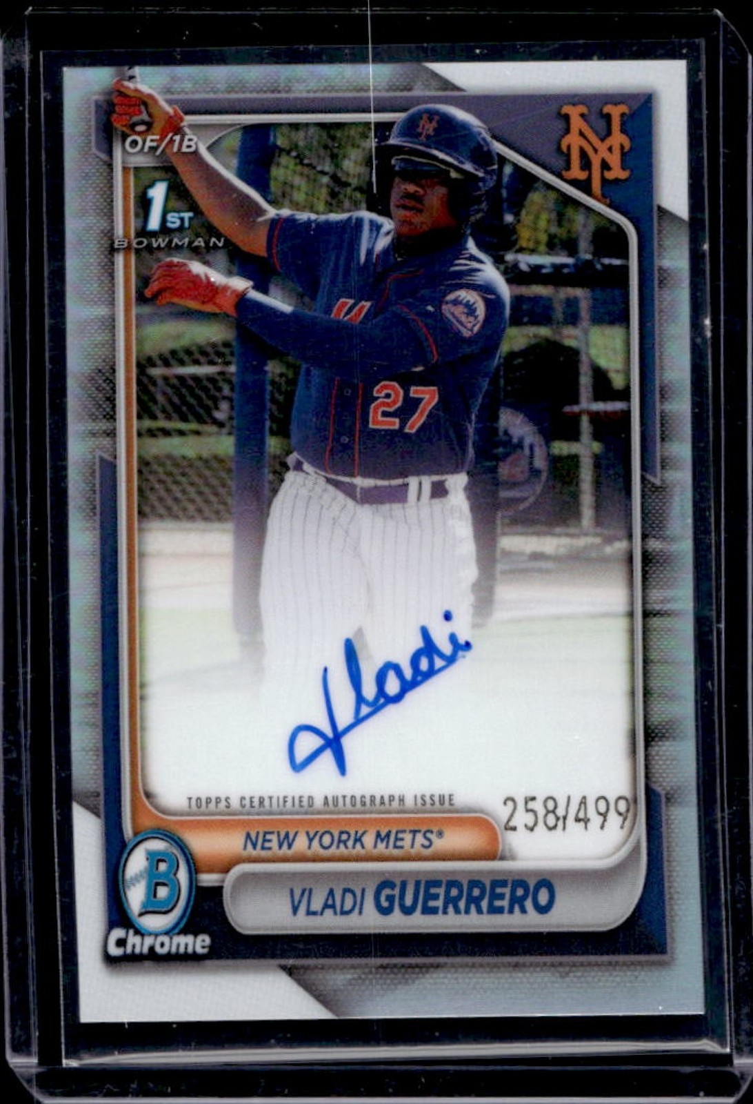 2024 Bowman Chrome Vladi Guerrero Auto Refractor 1st #258/499 Mets
