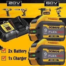 2Pack 9.0Ah for Dewalt FLEXVOLT 20V/60V MAX Battery and Charger DCB609 DCB606-2