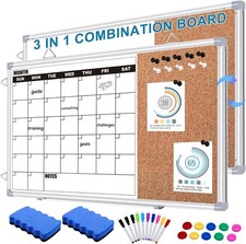 Calendar Whiteboard for Wall, Double Sided Monthly Dry Erase Board
