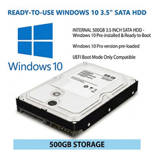 500GB HDD 3.5" SATA II Internal Hard Drive With Windows 10 Pro UEFI Installed