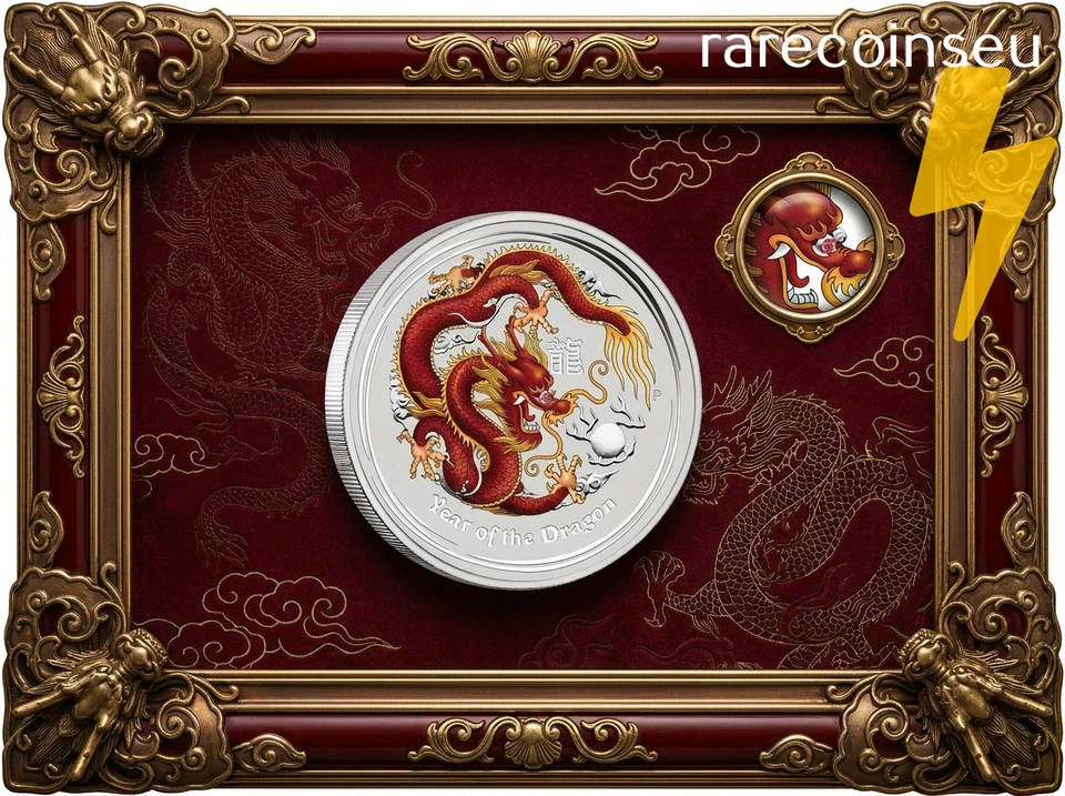 DRAGON Lunar Year Series 1 Kilo Coloured Silver Proof Coin 30$ Australia 2012 - Bild 1 von 3
