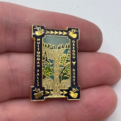 Vtg Multnomah Falls Oregon 620 Ft Souvenir Enamel Lapel Pin Creek Bridge