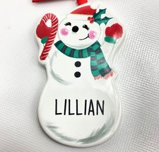 LILLIAN Personalized Name Holiday Ornament Snowman Xmas Target Ganz 3.5" Ceramic
