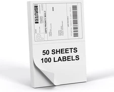 Half Sheet 8.5x5.5inch Shipping Mailing Label 100 50 sheets, 8.5 X 5.5 