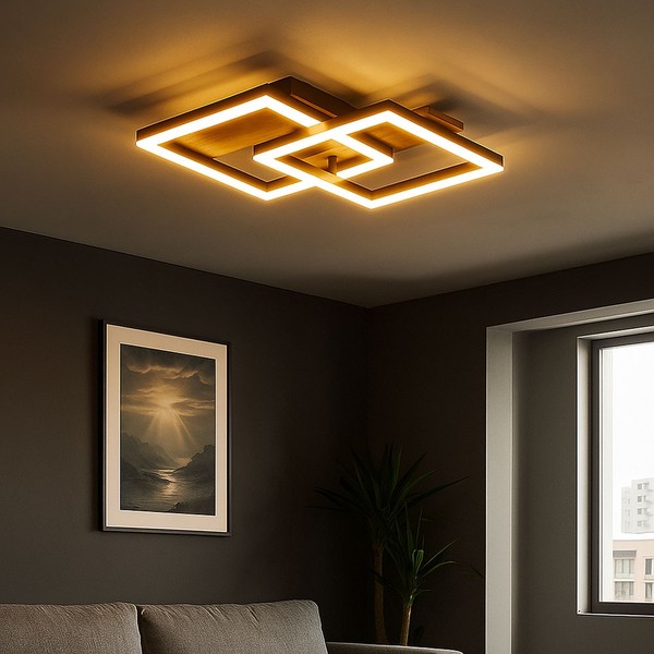 Deckenlampe Deckenleuchte Holzlampe Esszimmerleuchte KüChenlampe Schwarz Led-image