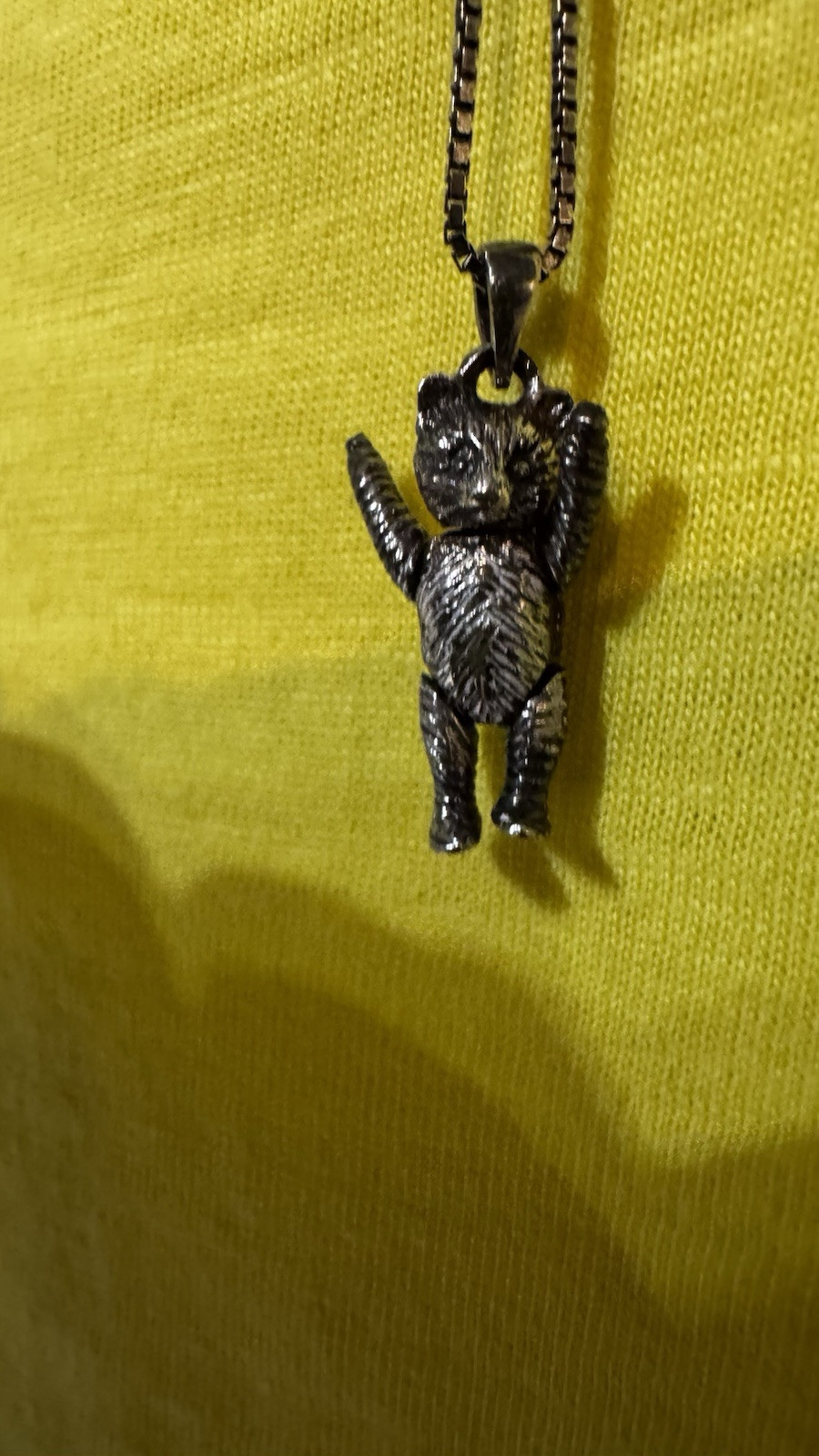 VTG 925 Silver Teddy Bear Solid Moving Charm 20” … - image 2