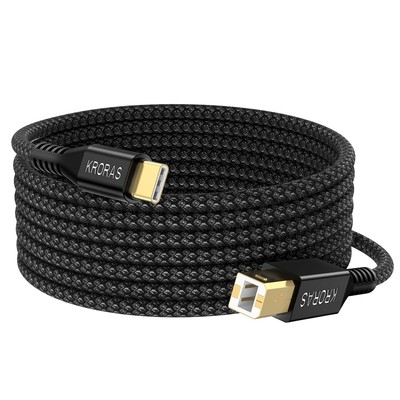 USB B to C Printer Cable 10 Feet, C Cord for iPad 10FT, Black 