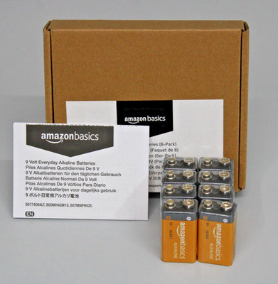 Amazon Basics Alkali-Batterien, 9 V, 9 V/6LR61 ( 8 Stück)  für Rauch-/CO-Melder