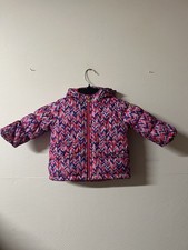 OshKosh B'gosh Fleece Lined Jacket Hooded Toddler 12m Pink Geometric Print