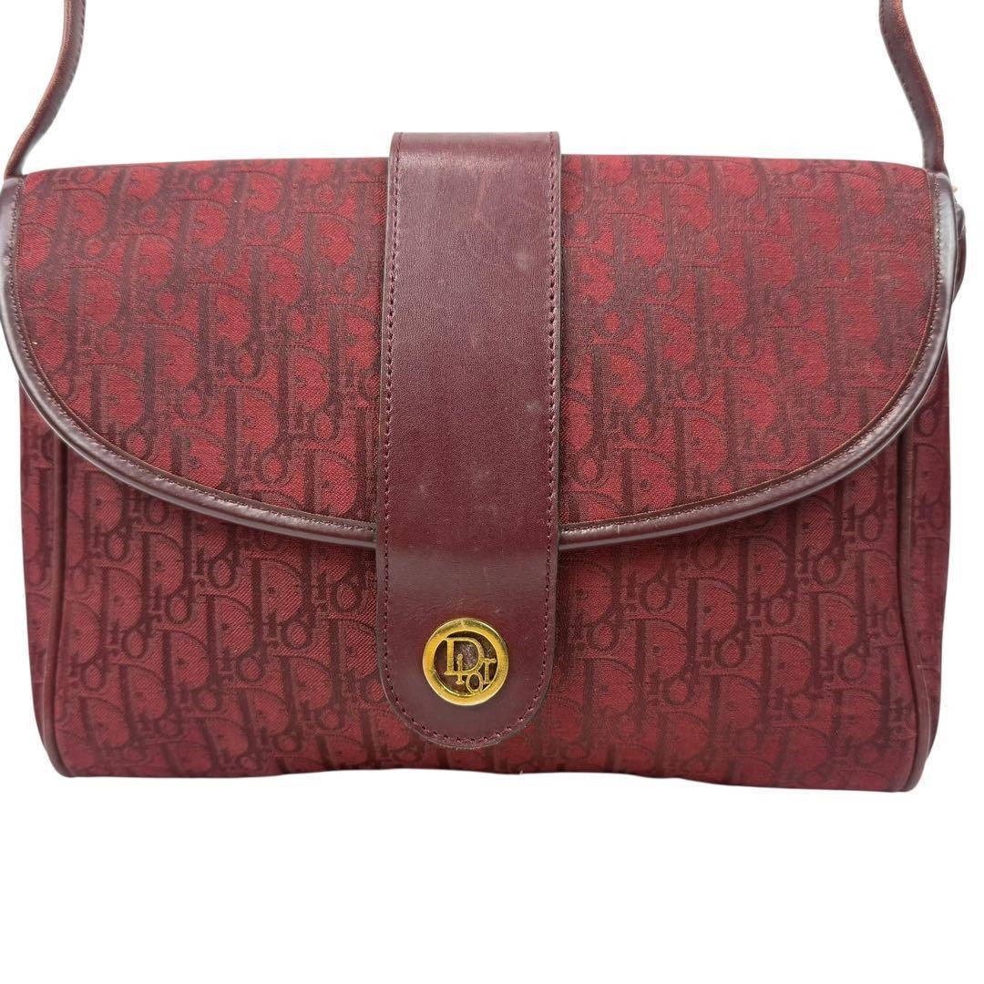 Christian Dior Crossbody Shoulder Bag Canvas Leather Red Gold Logo Authentic thumbnail 23