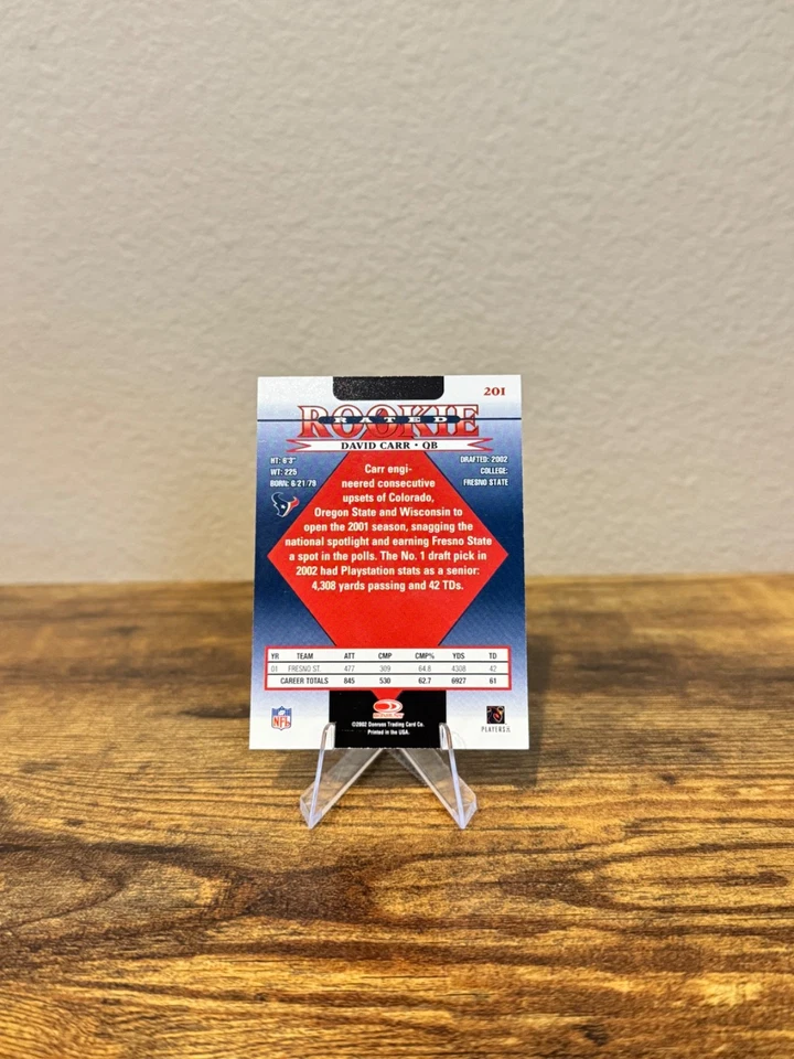 2002 Donruss Rated Rookie David Carr #201 Rookie RC - Image 2 of 2