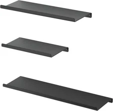 SRIWATANA Black Floating Shelves, Metal Wall Shelves Set of 3 for Matte 