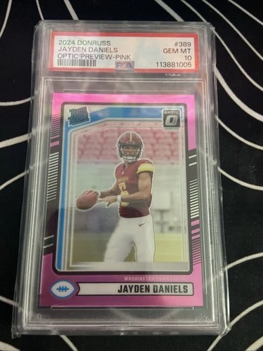 2024 Panini Donruss - Rated Rookie Jayden Daniels #389 Optic Preview Pink Prizm