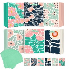 6 PCS Medium Paper Floral Springtime Cardboard Gift Bags Tissue Paper Handles