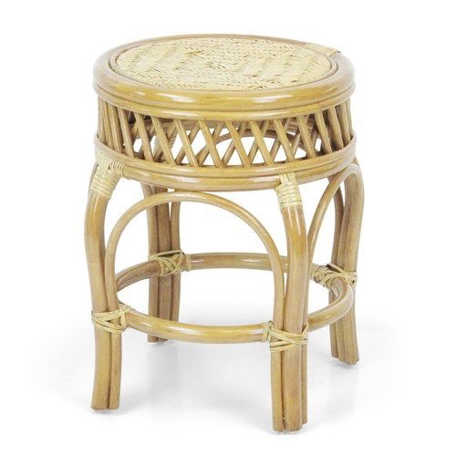 Ginger Handmade Rattan Wicker Stool Ottoman Plant Stand - Picture 20 of 30