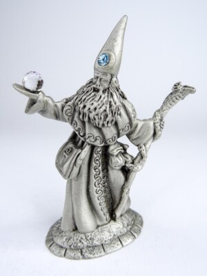 Royal Selangor Pewter Malaysia Zinn Fantasy-Figur  Zauberer mit Kristallkugel 