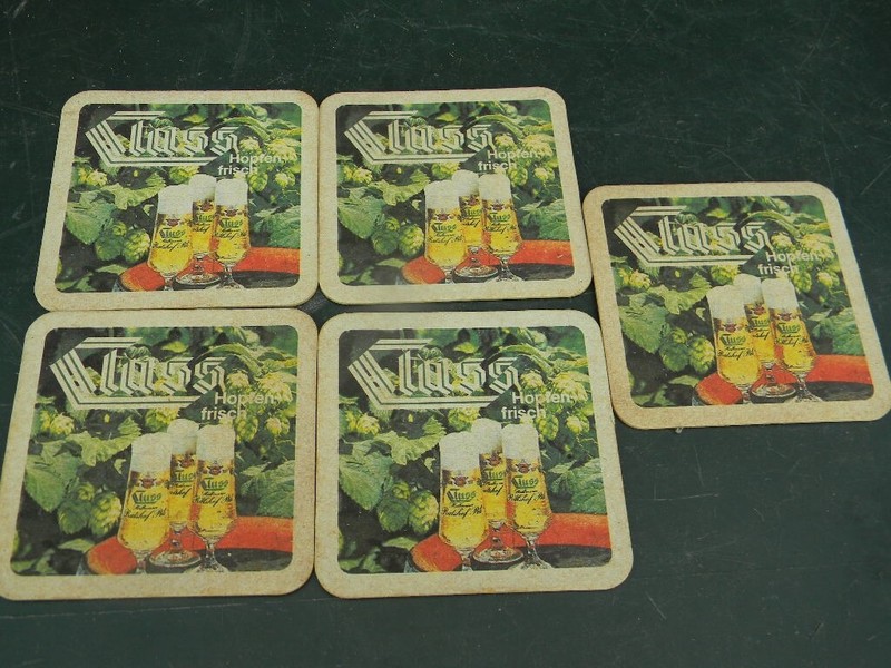 5  RARE VINTAGE Tuss Beer Coasters  Heilbronner Ratshof Pils  GERMANY
