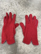 Vintage Aris Red Woven Leather Wrist Gloves Size 6.5